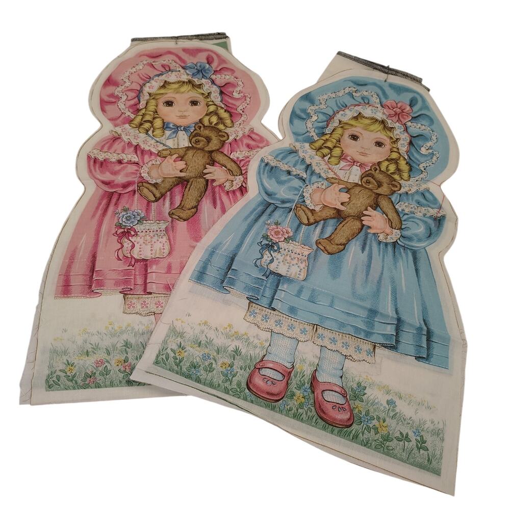 Vintage Cranston Print Works VIP Petite Bebe Doll Fabric Panels Set Cottage Core